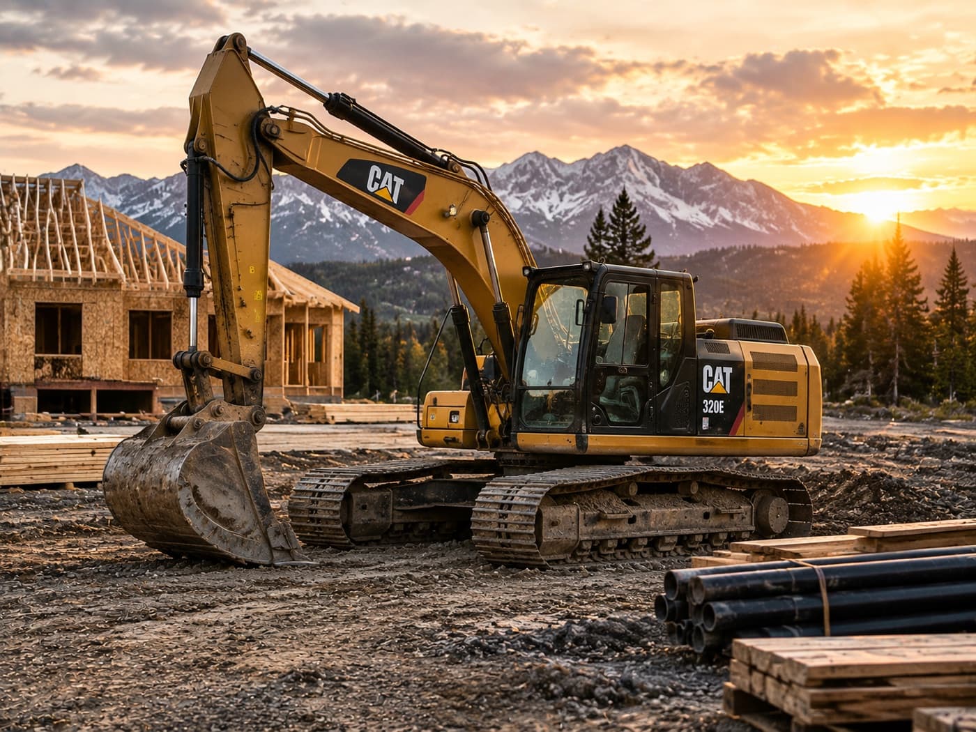 Excavator at a construction site
